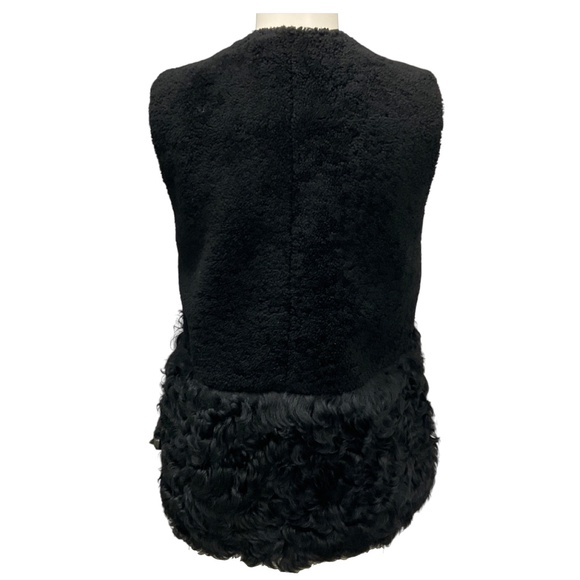 LOEFFLER RANDALL BLACK LAMB SHEARLING FUR VEST - Picture 3 of 4